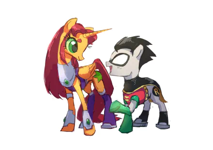 Dick Grayson My Little Pony Teen Titans Starfire (DC Comics) Robin (DC Comics) TV Show crossover HD Desktop Wallpaper | Background Image