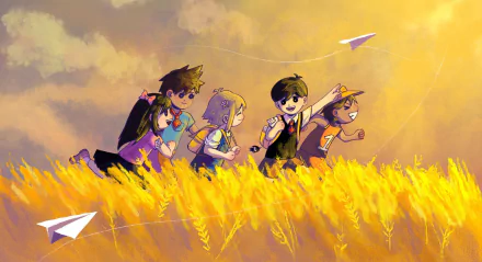 paper plane Aubrey (Omori) smile backpack Hero (Omori) Basil (Omori) Kel (Omori) Sunny (Omori) video game OMORI HD Desktop Wallpaper | Background Image
