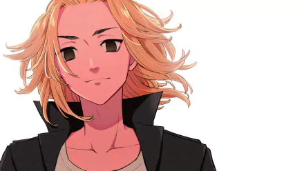 Mikey Manjiro Sano from Tokyo Revengers, depicted in vibrant 4K Ultra HD anime style, set against a clean white background for a striking PC desktop wallpaper.