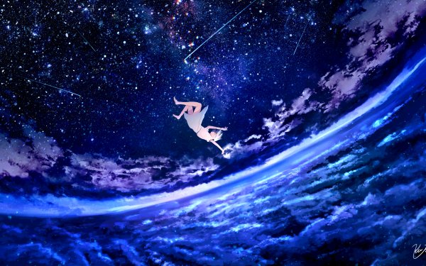 Anime Girl Sky Starry Sky HD Wallpaper | Background Image