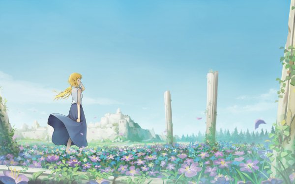 Anime Girl Flower HD Wallpaper | Background Image