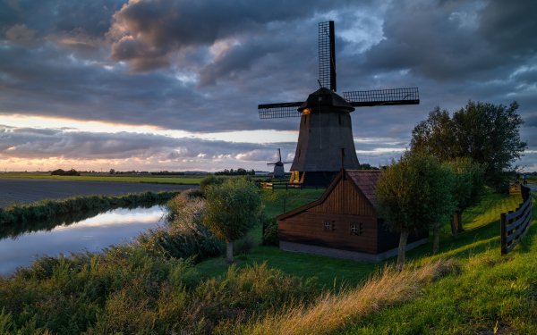 Man Made Windmill Buildings HD Wallpaper | Background Image