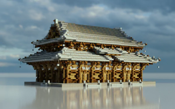 wooden buddhist Japan temple video game Minecraft HD Desktop Wallpaper | Background Image