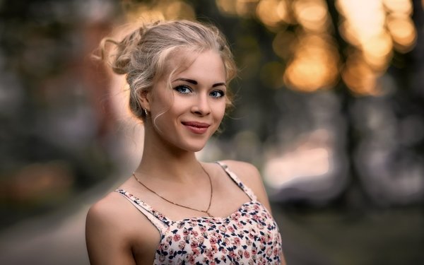 Women Model Blonde Depth Of Field Bokeh Blue Eyes HD Wallpaper | Background Image