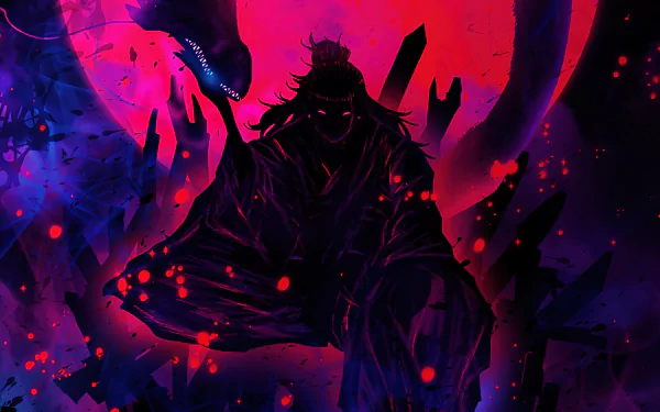 A striking 4K Ultra HD wallpaper featuring Suguru Geto from Jujutsu Kaisen, showcasing a dynamic blend of colors in a dramatic and atmospheric composition.