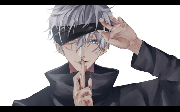 blindfold school uniform blue eyes white hair Satoru Gojo Anime Jujutsu Kaisen HD Desktop Wallpaper | Background Image