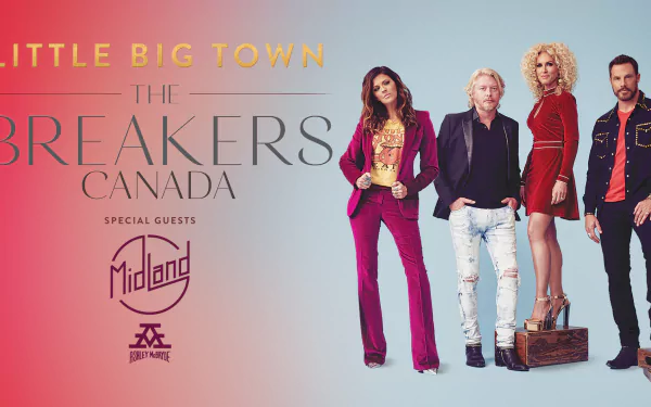 HD desktop wallpaper of Little Big Town members with The Breakers Canada tour promotion and Midland as special guests.