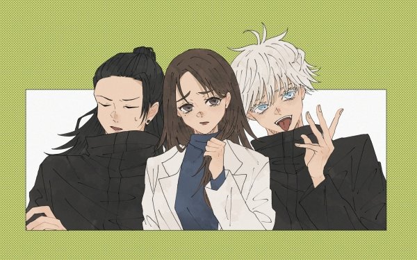 Anime Jujutsu Kaisen Satoru Gojo Suguru Geto Shoko Ieiri Brown Hair Black Hair White Hair Blue Eyes School Uniform Brown Eyes HD Wallpaper | Background Image