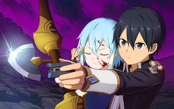 blue hair black hair Kirito (Sword Art Online) Shino Asada video game Sword Art Online: Alicization Lycoris HD Desktop Wallpaper | Background Image