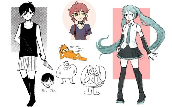 Video Game Collage Garfield Omori Hatsune Miku HD Wallpaper | Background Image