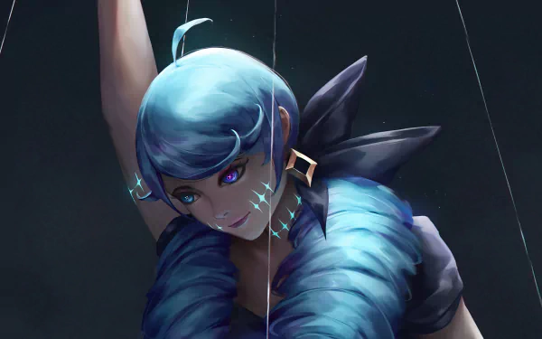blue hair Gwen (League Of Legends) video game League Of Legends HD Desktop Wallpaper | Background Image