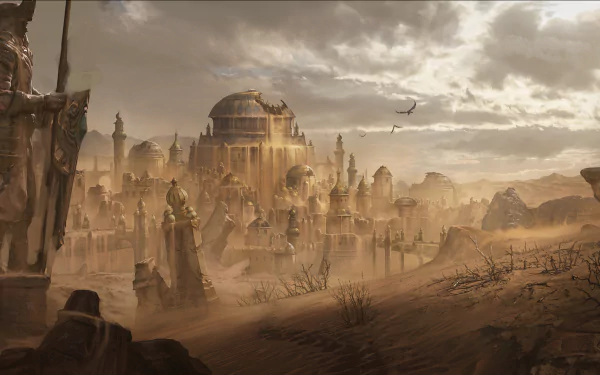 desert town statue video game Diablo Immortal HD Desktop Wallpaper | Background Image