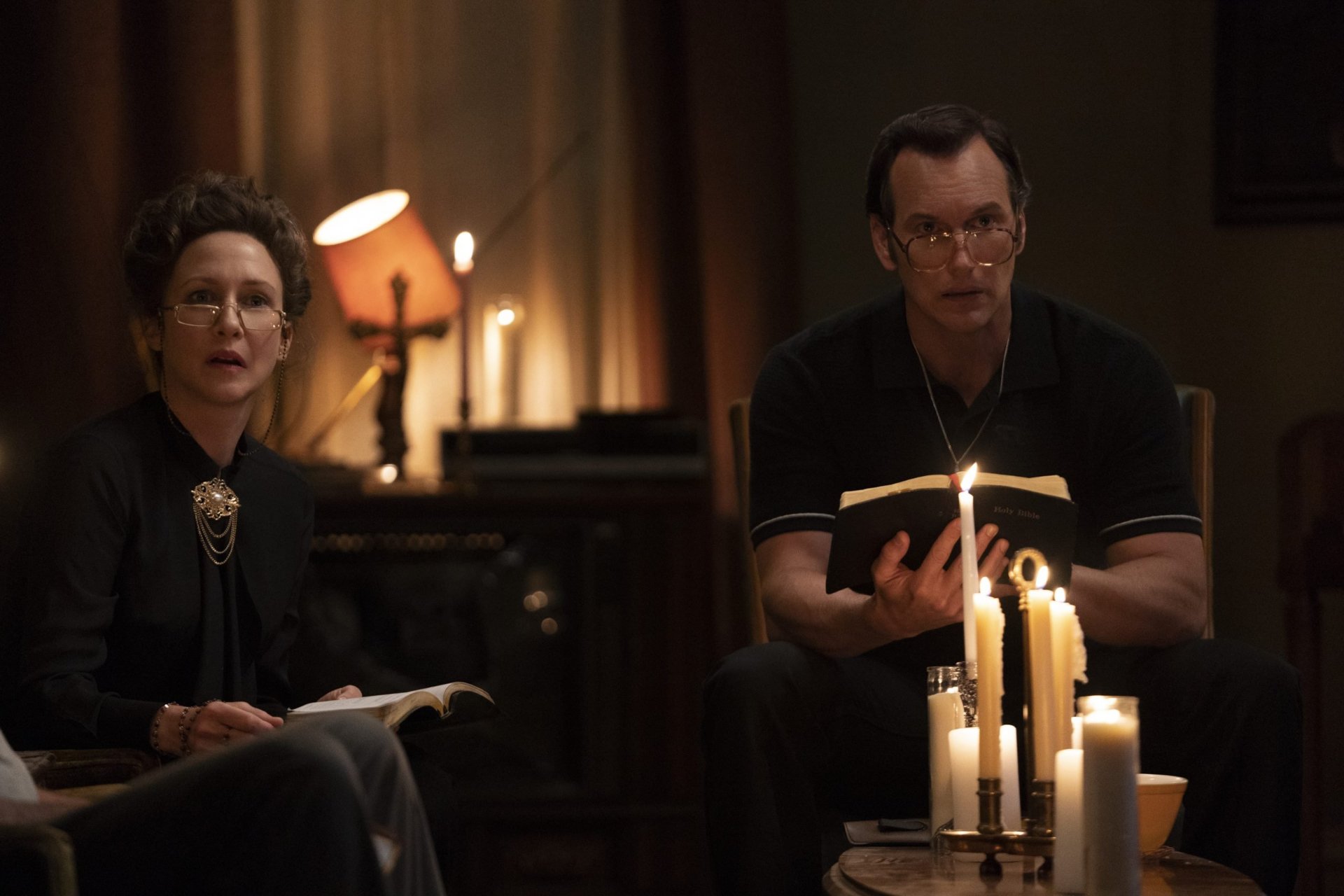 Download Ed Warren Patrick Wilson Lorraine Warren Vera Farmiga Movie The Conjuring: The Devil Made Me Do It HD Wallpaper