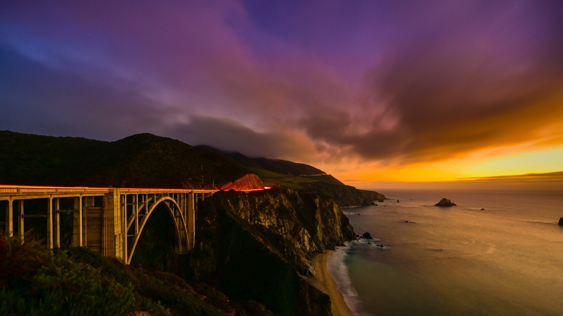 Download Dusk Coastline Bixby Creek Bridge Man Made Bridge 4k Ultra HD Wallpaper by Zetong Li
