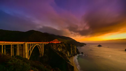 dusk coastline Bixby Creek Bridge man made bridge HD Desktop Wallpaper | Background Image