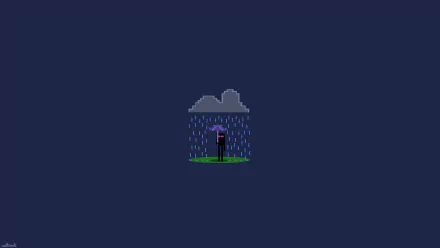 HD Minecraft Enderman Desktop Wallpaper with a Rainy Background.