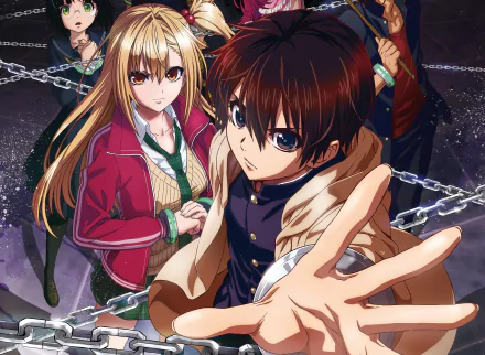 Akira Shiroyanagi and Yuuri Amakage from the anime Battle in 5 Seconds After Meeting, depicted in a dynamic 4K Ultra HD PC desktop wallpaper.