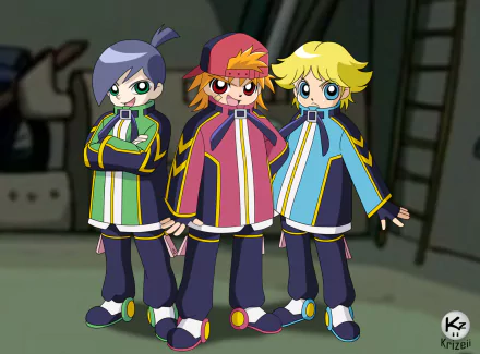 Explosive Boomer Strong Butch Hard Brick Anime Powerpuff Girls Z HD Desktop Wallpaper | Background Image