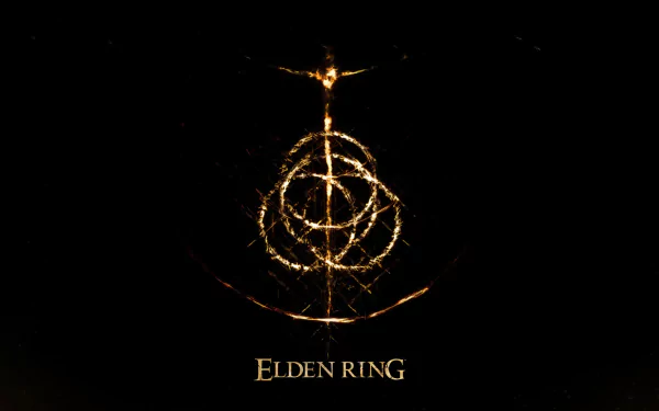HD desktop wallpaper featuring the Elden Ring logo against a dark background.