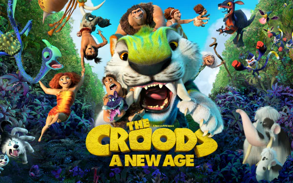 Gran (The Croods) Ugga (The Croods) Sandy (The Croods) Grug (The Croods) Thunk (The Croods) Guy (The Croods) Eep (The Croods) movie The Croods: A New Age HD Desktop Wallpaper | Background Image