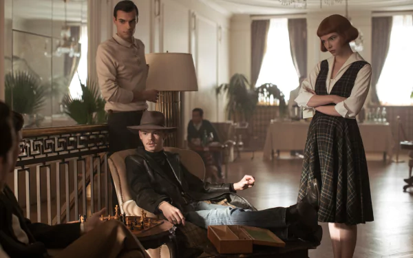 Thomas Brodie-Sangster Beth Harmon Anya Taylor-Joy TV Show The Queen's Gambit HD Desktop Wallpaper | Background Image