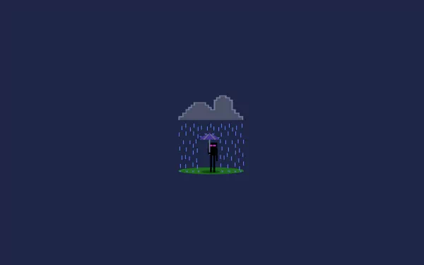 HD Minecraft Enderman Desktop Wallpaper with a Rainy Background.