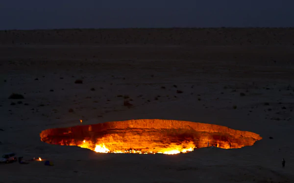 Turkmenistan nature Darvaza Gas Crater HD Desktop Wallpaper | Background Image
