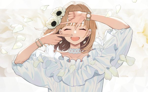 Anime Girl Earrings Short Hair Blonde HD Wallpaper | Background Image