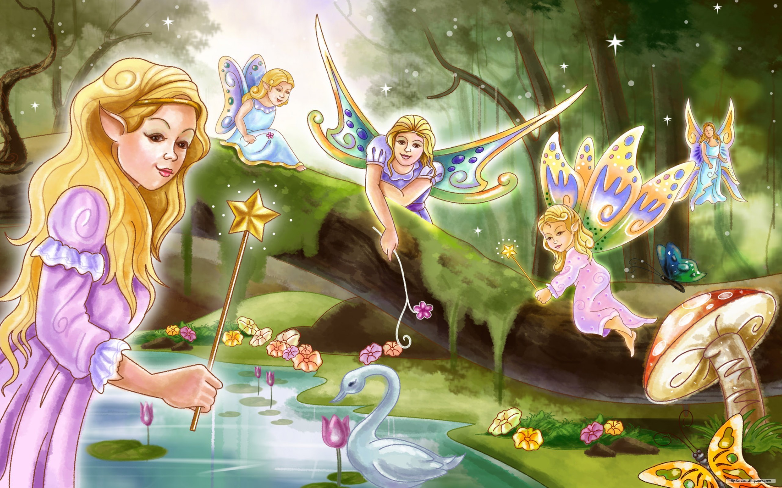 Exquisite fairytale scene featuring a magical fantasy landscape.
