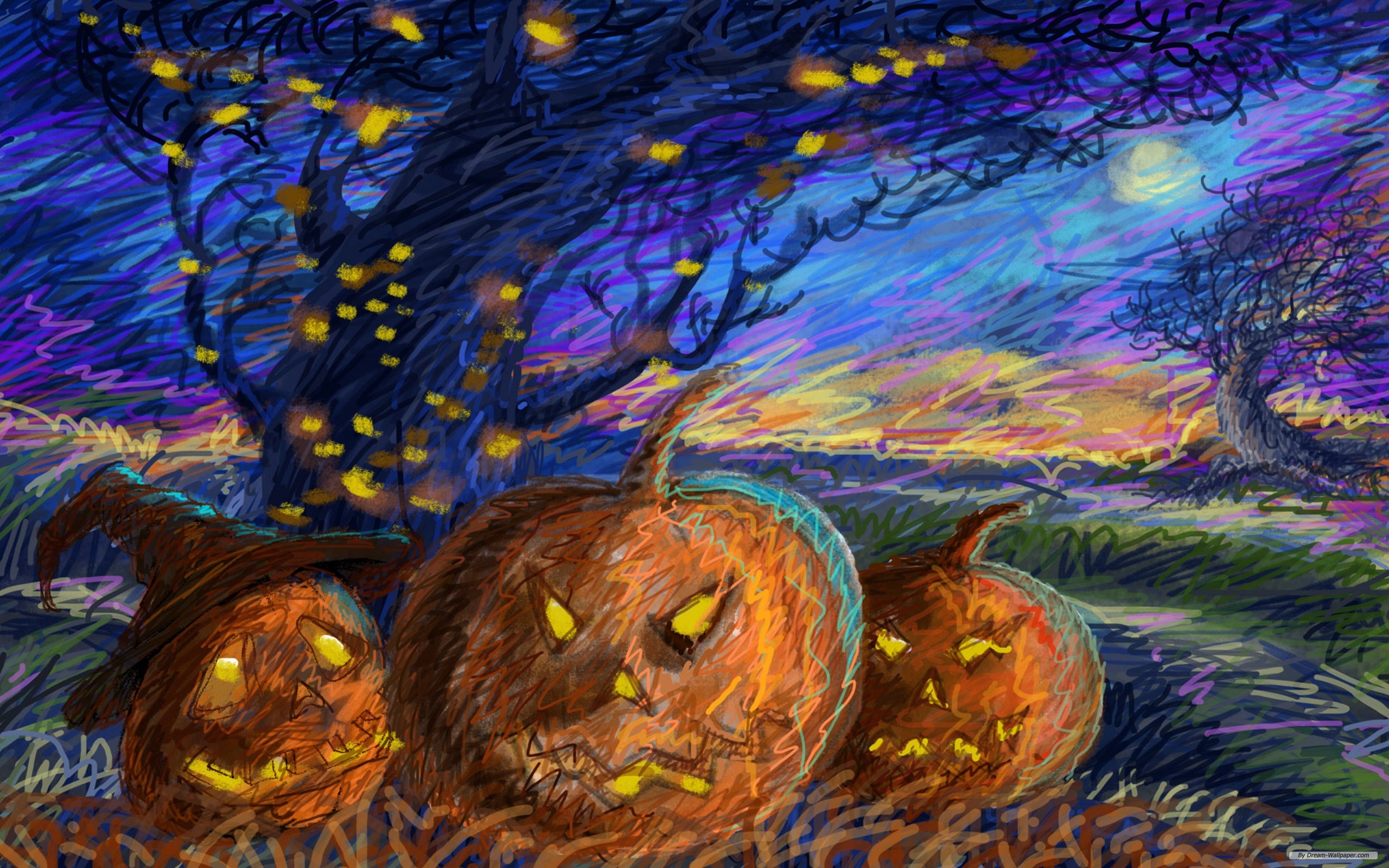 Halloween-themed holiday desktop wallpaper.