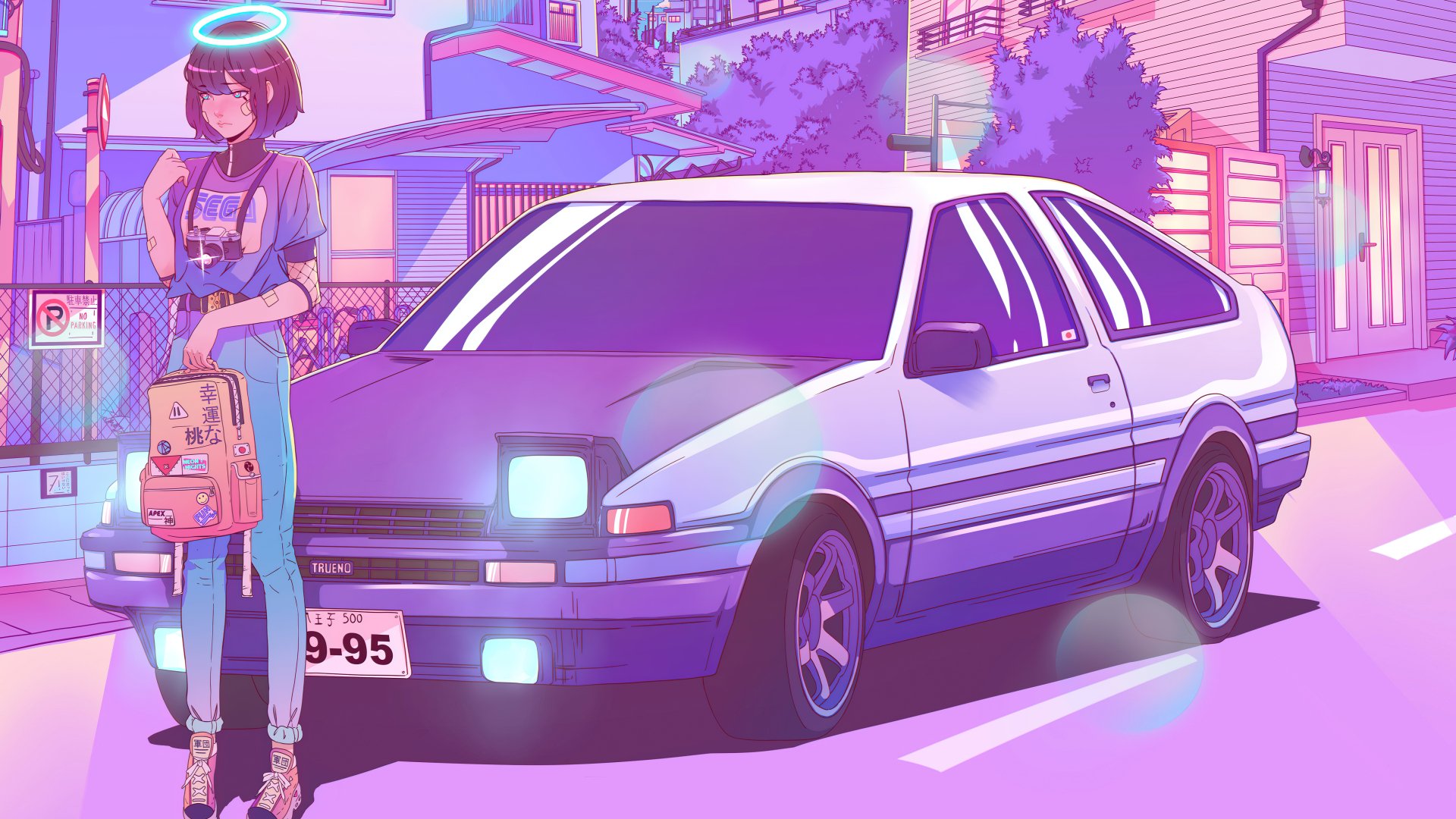 Download Car Synthwave Fantasy Woman 4k Ultra HD Wallpaper by Mika Vas