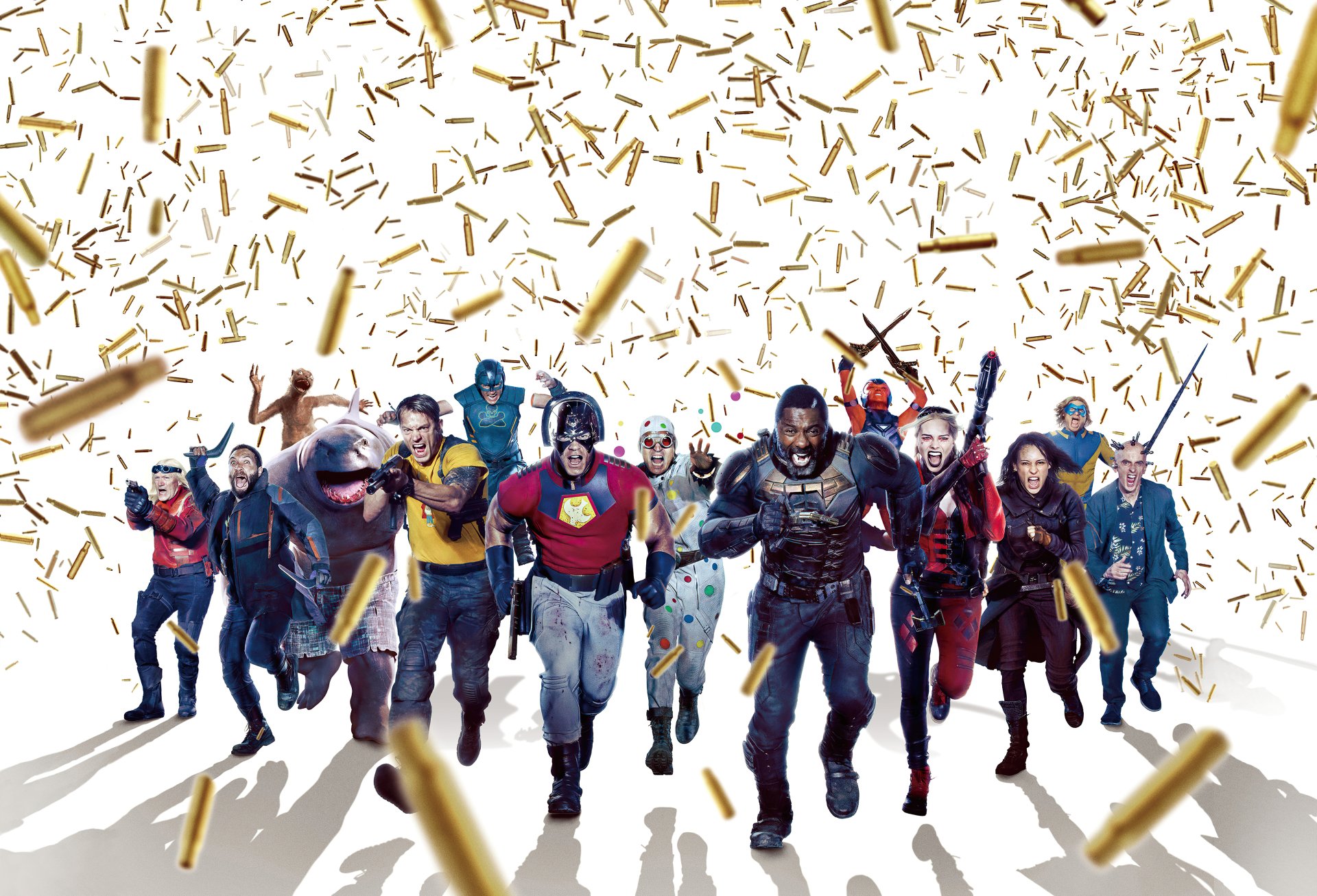 Download King Shark (DC Comics) Peacemaker (DC Comics) John Cena Bloodsport (DC Comics) Idris Elba David Dastmalchian Polka-Dot Man Ratcatcher 2 (Dc Comics) Daniela Melchior Rick Flag Joel Kinnaman Harley Quinn Margot Robbie Movie The Suicide Squad 4k Ultra HD Wallpaper