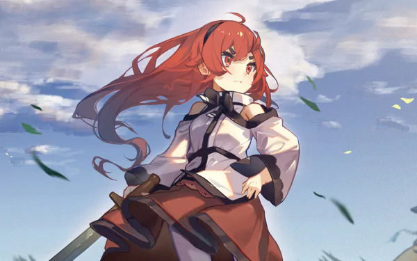 HD anime wallpaper featuring Sylphiette, Roxy Migurdia, and Eris Boreas Greyrat from Mushoku Tensei: Jobless Reincarnation with a dynamic sky background.