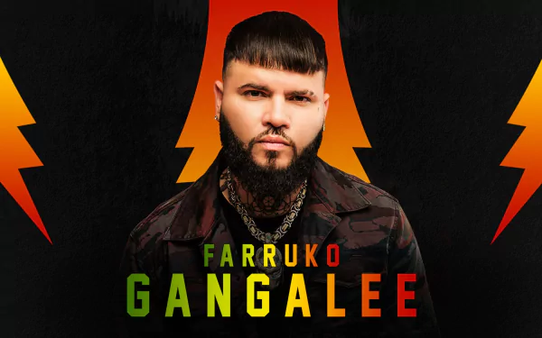 HD wallpaper featuring the artist known for the image tag displayed with the bold title 'GANGALEE' set against a dramatic black background with vibrant orange lightning bolts.