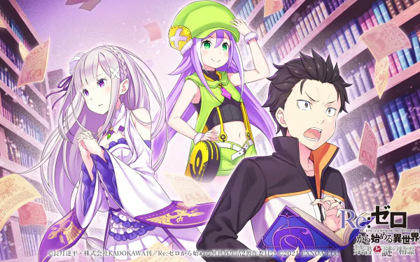 Collina (Re:ZERO) Emilia (Re:ZERO) Subaru Natsuki video game Re:ZERO -Starting Life in Another World- Forbidden Book and the Mysterious Spirit HD Desktop Wallpaper | Background Image