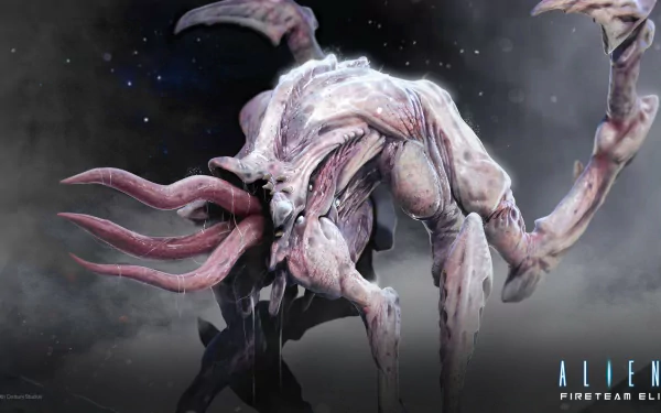 HD desktop wallpaper of Aliens: Fireteam Elite featuring a detailed alien creature against a cosmic backdrop.