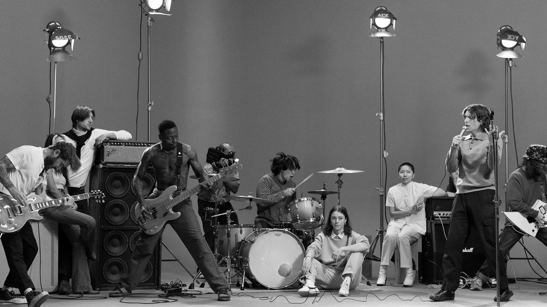 Vintage Band Jam Session - Monochrome HD Wallpaper