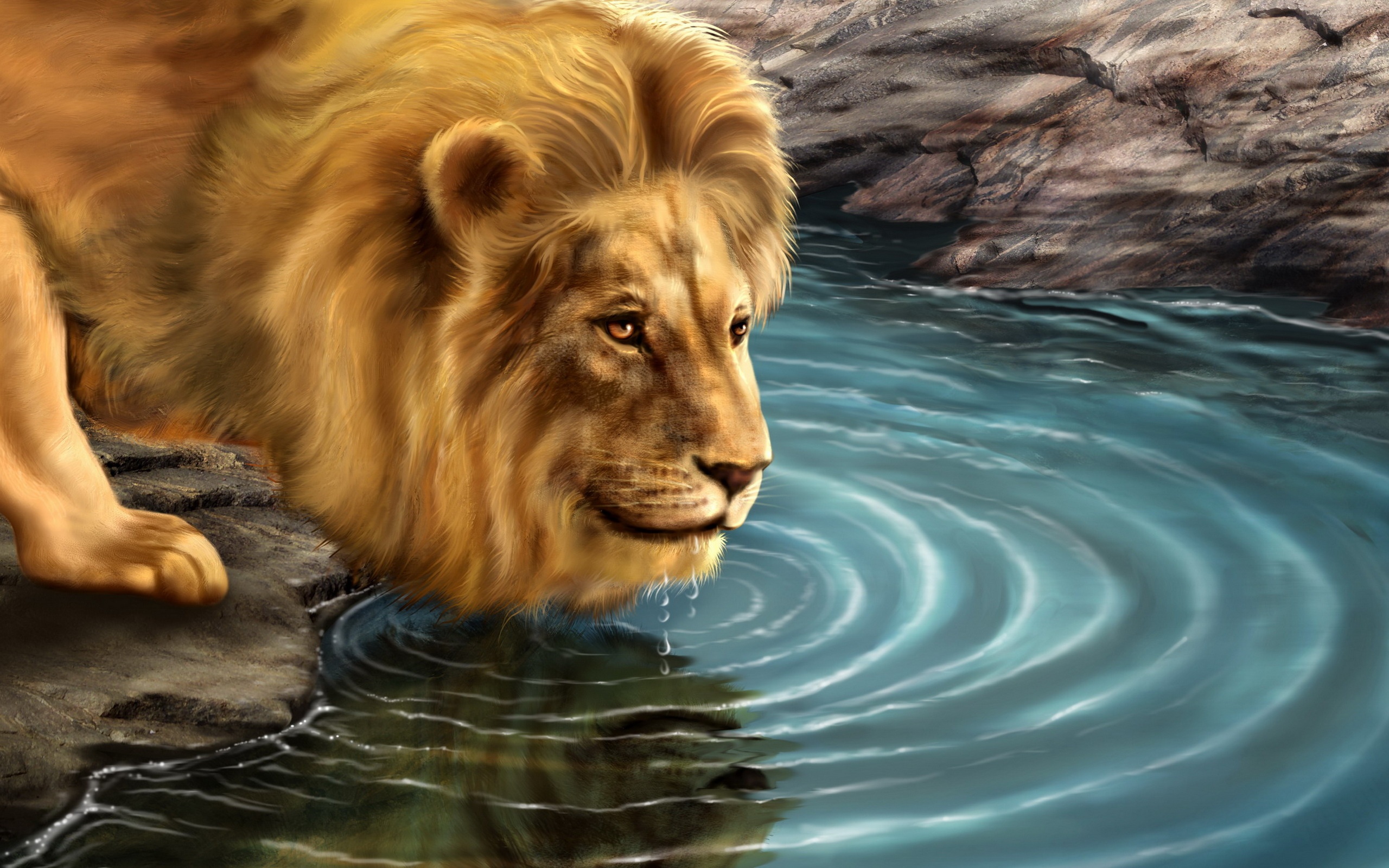 Lion with captivating artistic details. Perfect for desktop wallpaper.