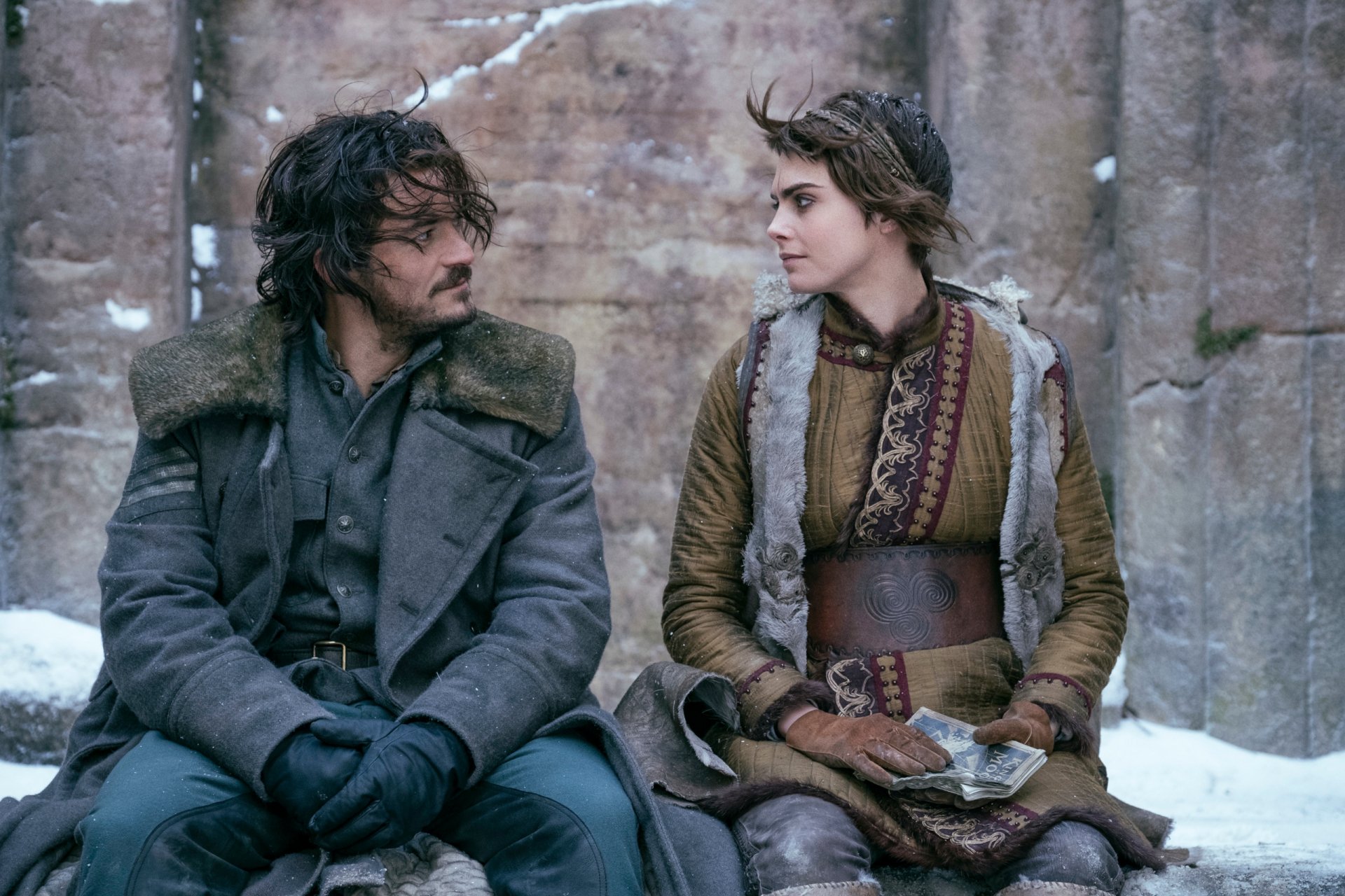 Download Vignette Stonemoss Rycroft Philostrate Cara Delevingne Orlando Bloom TV Show Carnival Row HD Wallpaper