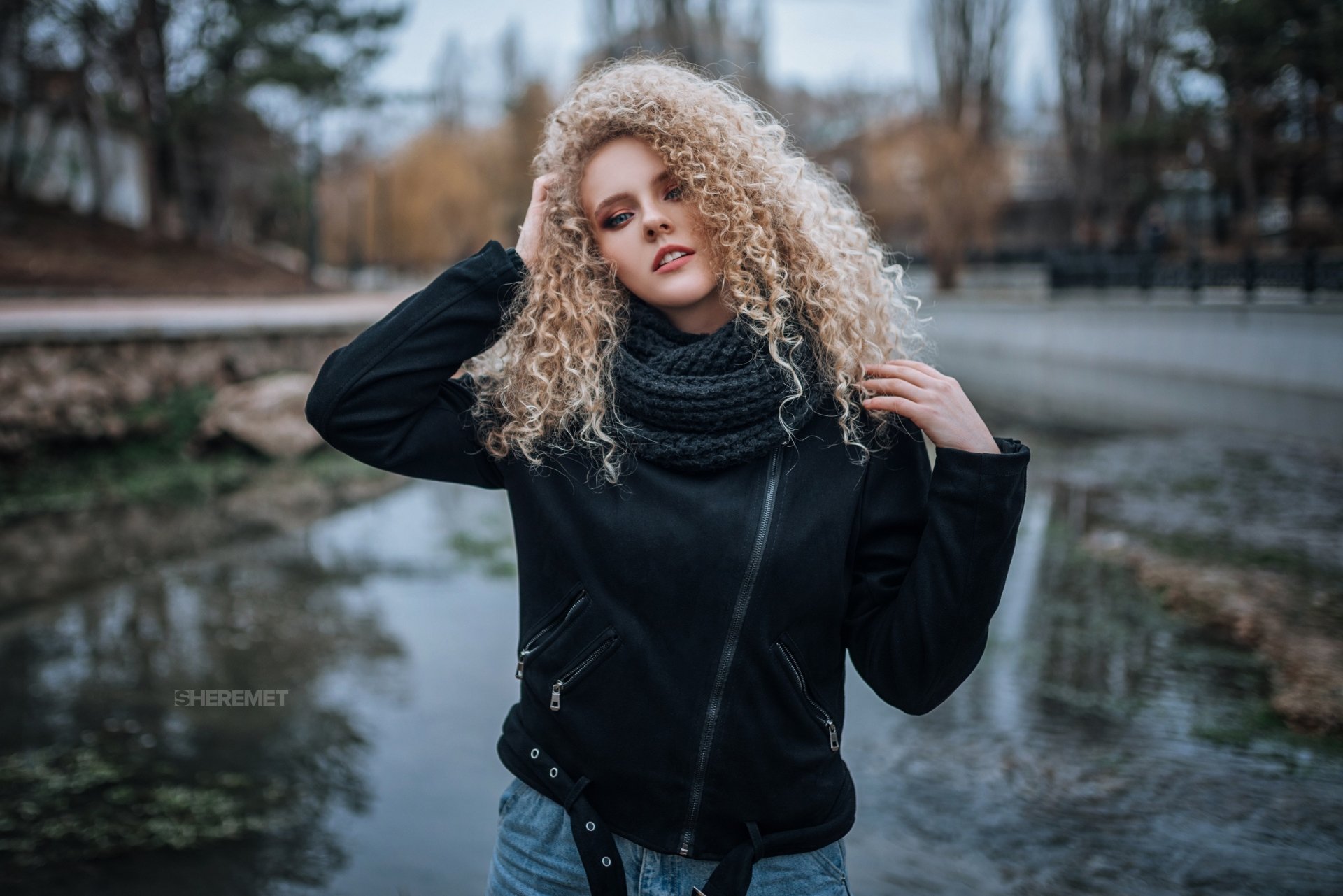 Download Depth Of Field Jacket Blonde Woman Model HD Wallpaper