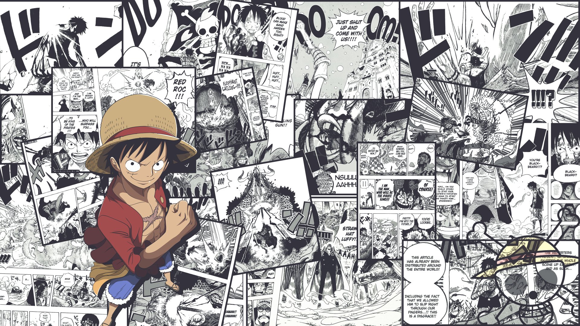 4K Ultra HD One Piece Monkey D Luffy s Epic Manga Collage Wallpaper 