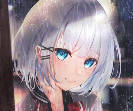 HD PC desktop wallpaper featuring Siesta from the anime The Detective Is Already Dead, showcasing her striking blue eyes and silver hair in a detailed, vibrant style.