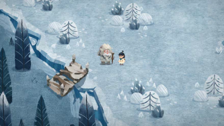 HD desktop wallpaper featuring Carto game characters in a stylized icy landscape background.