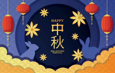 Moon Festival holiday Mid-Autumn Festival HD Desktop Wallpaper | Background Image