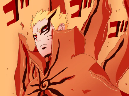 HD PC desktop wallpaper featuring Naruto Uzumaki in Baryon Mode from the anime Boruto, showcasing his intense expression and fiery energy.