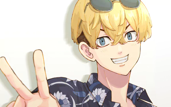 blonde peace sign Chifuyu Matsuno Anime Tokyo Revengers HD Desktop Wallpaper | Background Image
