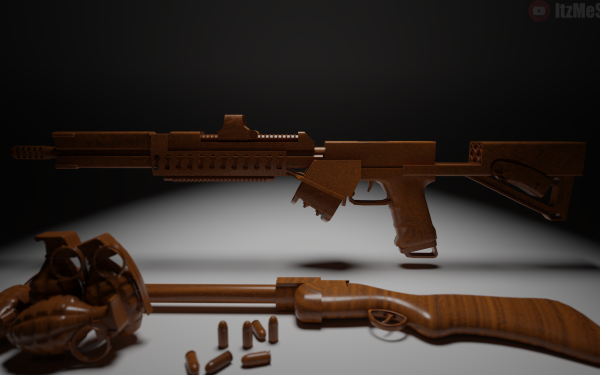 Weapons Artistic Rifle Shotgun Grenade Wood Carving HD Wallpaper | Background Image