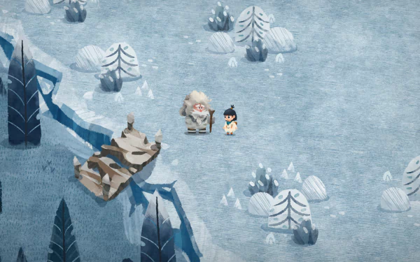 HD desktop wallpaper featuring Carto game characters in a stylized icy landscape background.