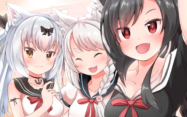 Yuudachi (Azur Lane) Shigure (Azur Lane) Yukikaze (Azur Lane) Anime Azur Lane HD Desktop Wallpaper | Background Image