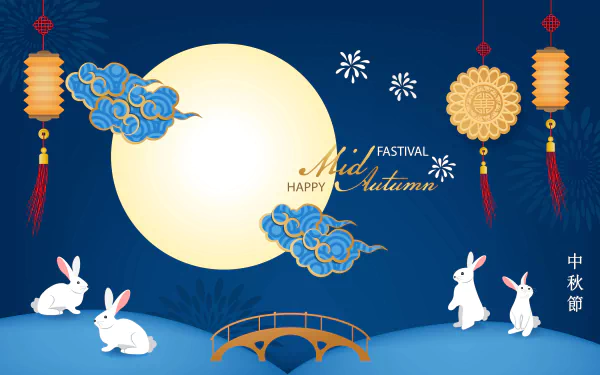 Moon Festival holiday Mid-Autumn Festival HD Desktop Wallpaper | Background Image